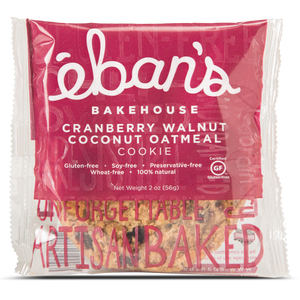 Individually packaged Gluten-free Cranberry Walnut Coconut Oatmeal Cookie from Éban's Bakehouse