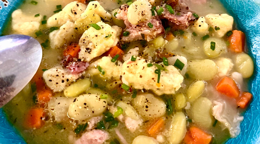BUTTER BEANS, HAM & DUMPLINGS