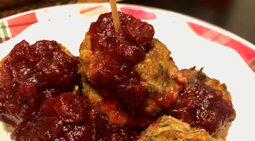 Pork & Bison Meatballs with Cranberry Chipotle Ketchup