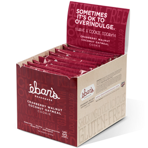 Individually packed gluten-free cookies from Éban's Bakehouse in opened point of purchase packaging