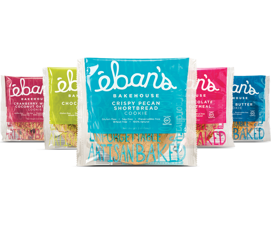  Five varieties of individually packed gluten-free cookies from Éban's Bakehouse